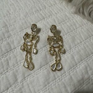 Kendra Scott Gold Skeleton Statement Earrings in Mother of Pearl NWOT
